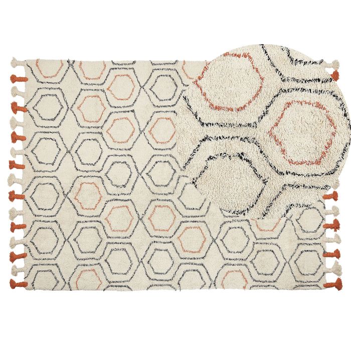 Cotton Area Rug 140x200cm Beige and Orange