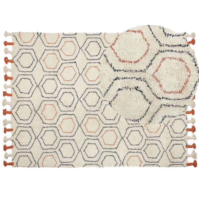 Cotton Area Rug 160x230cm Beige and Orange