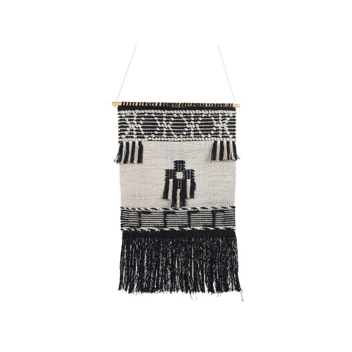 Cotton MacramÃ© Wall Hanging Beige and Black LARKANA