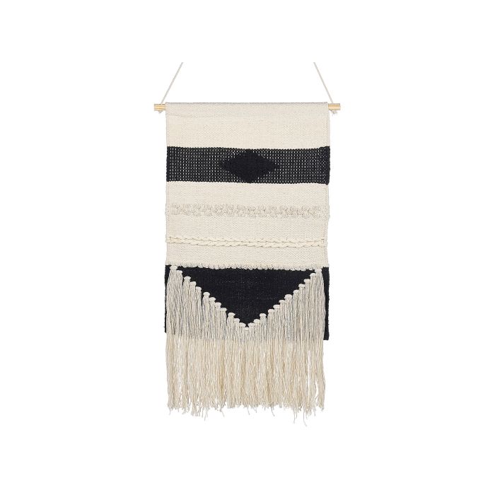 Cotton MacramÃ© Wall Hanging Beige and Black DASKA