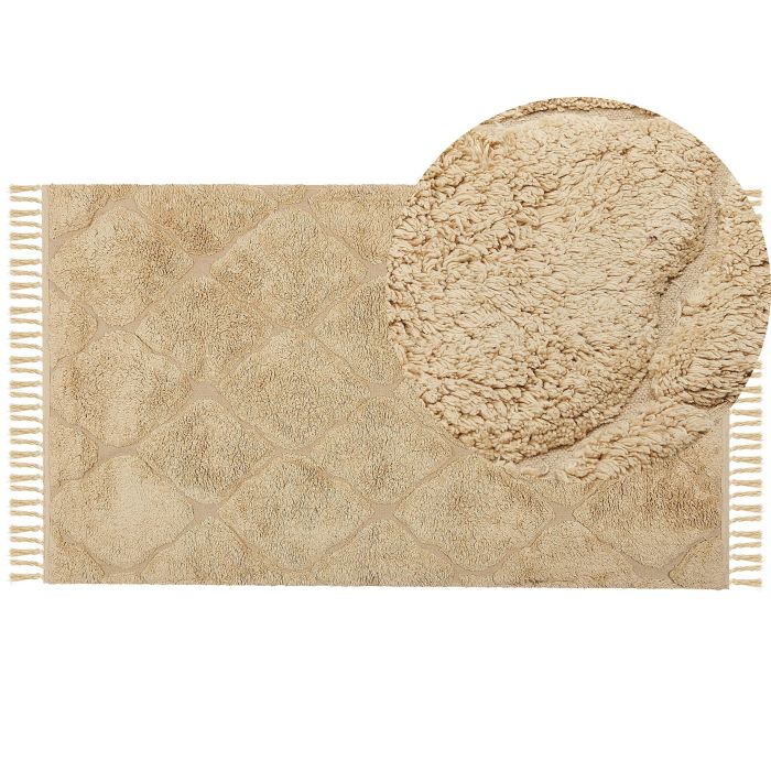 Cotton Area Rug 80x150cm Beige