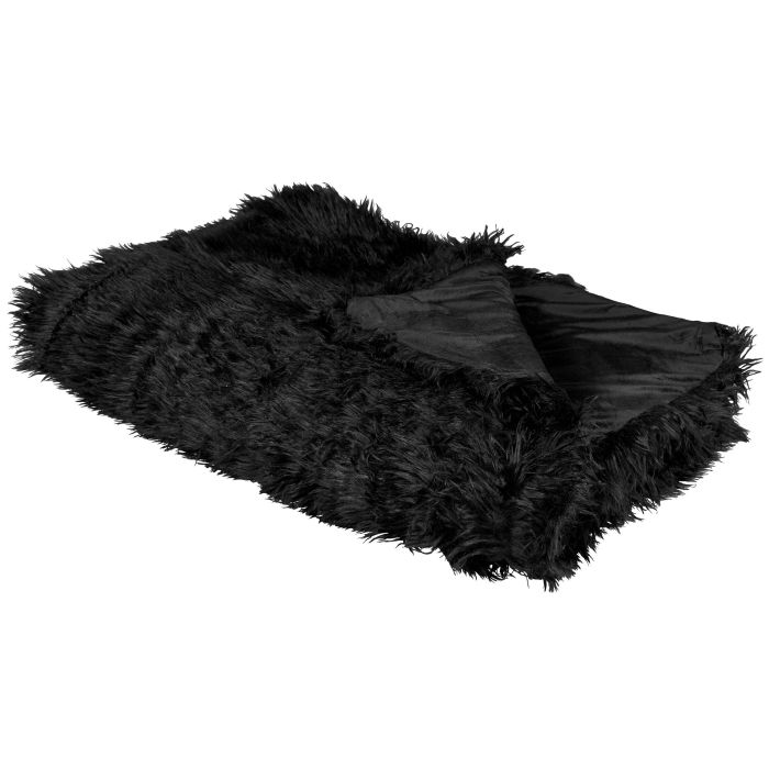 Faux Fur Bedspread 150 x 200 cm Black DELICE