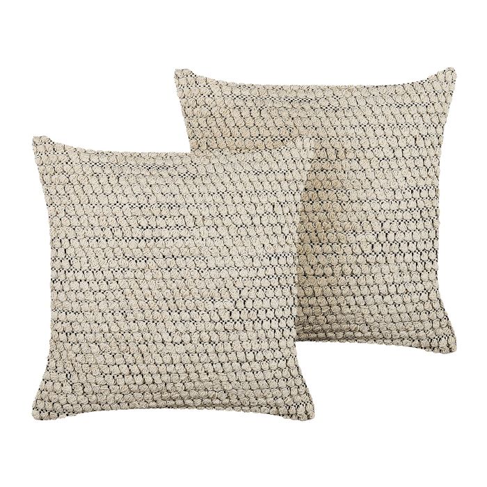 Set of 2 Cotton Cushions 45x45cm Beige