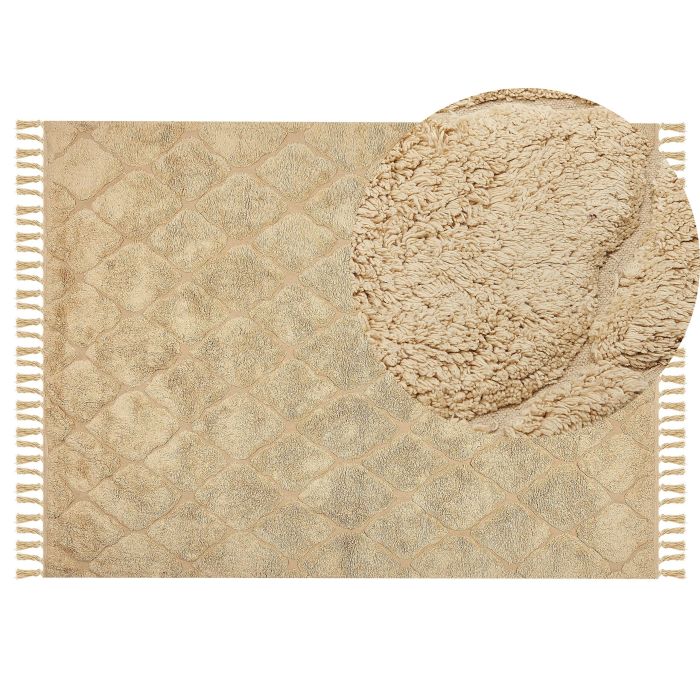 Cotton Area Rug 140x200cm Beige