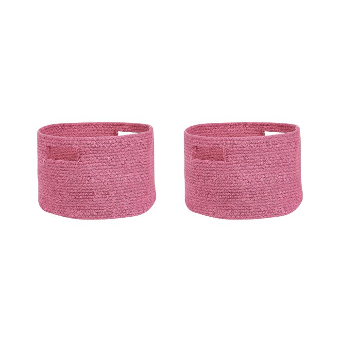 Set of 2 Cotton Baskets Pink
