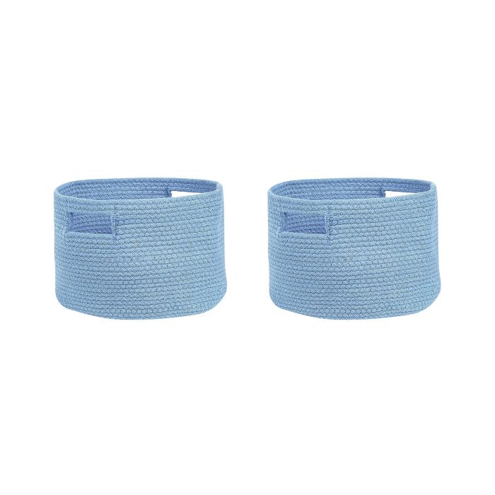 Set of 2 Cotton Baskets Blue