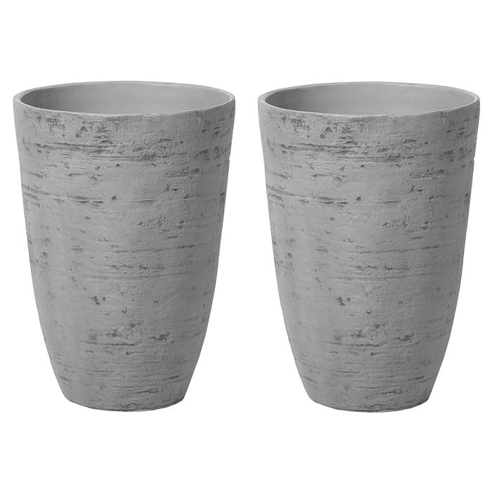 Set of 2 Plant Pots 35 x 35 x 50 cm Grey CAMIA