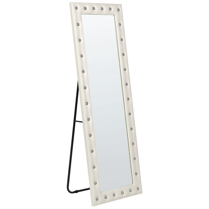 Faux Leather Standing Mirror 50x150cm White
