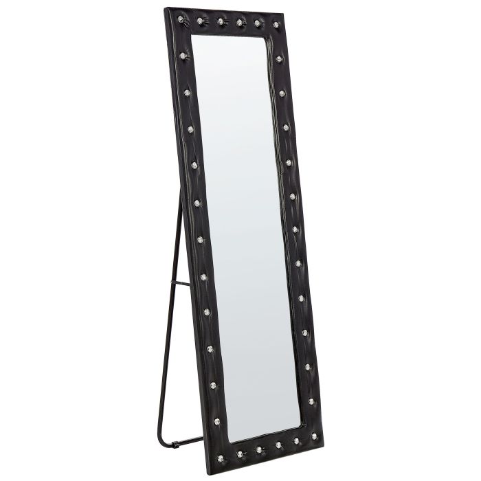 Faux Leather Standing Mirror 50x150cm Black