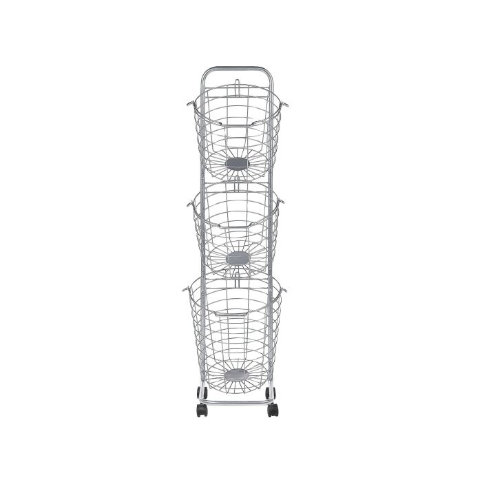 3 Tier Metal Wire Basket Stand Silver