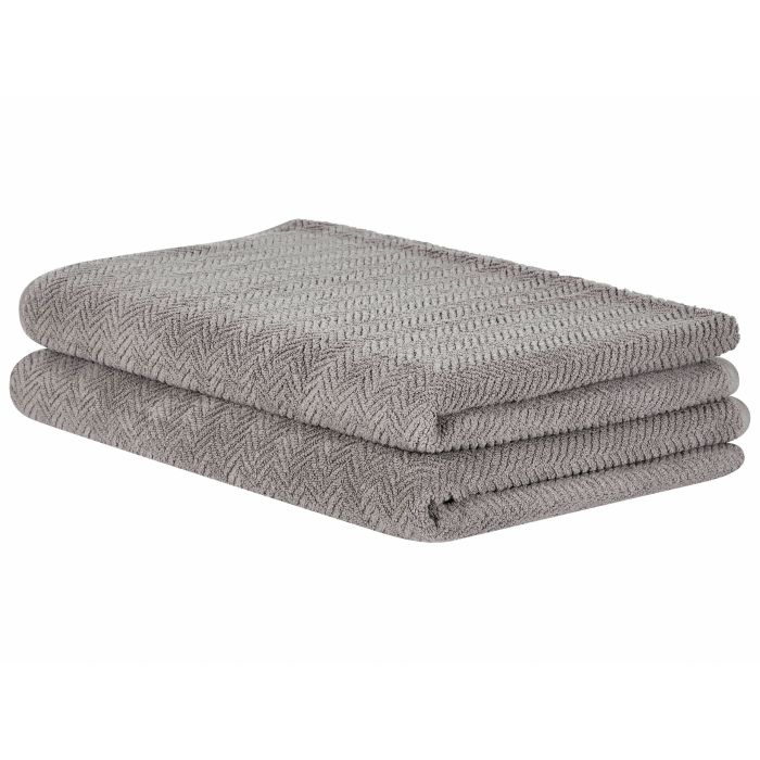 Set of 2 Cotton Terry Towels Grey MITIARO