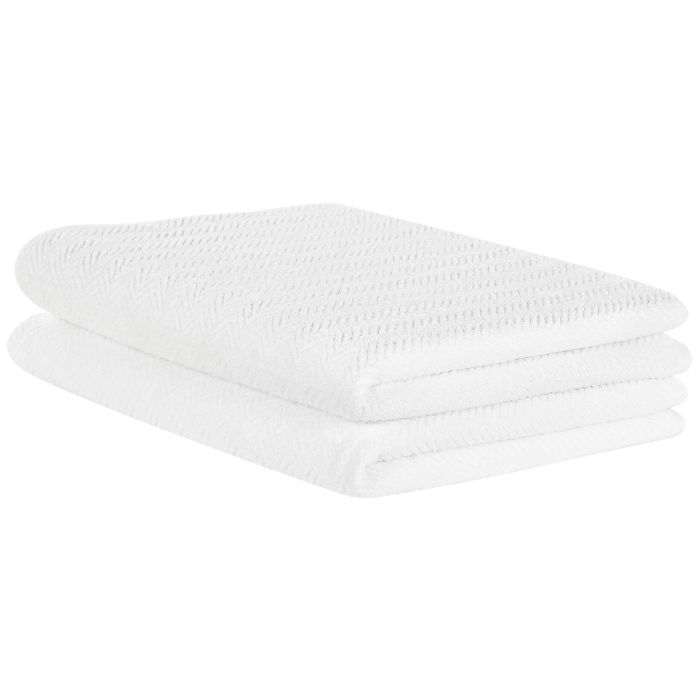 Set of 2 Cotton Terry Towels White MITIARO