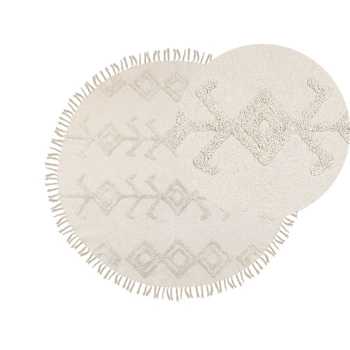 Round Cotton Area Rug 140cm Beige