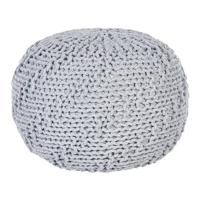 Cotton Knitted Pouffe 50 x 35 cm Grey PRIENE