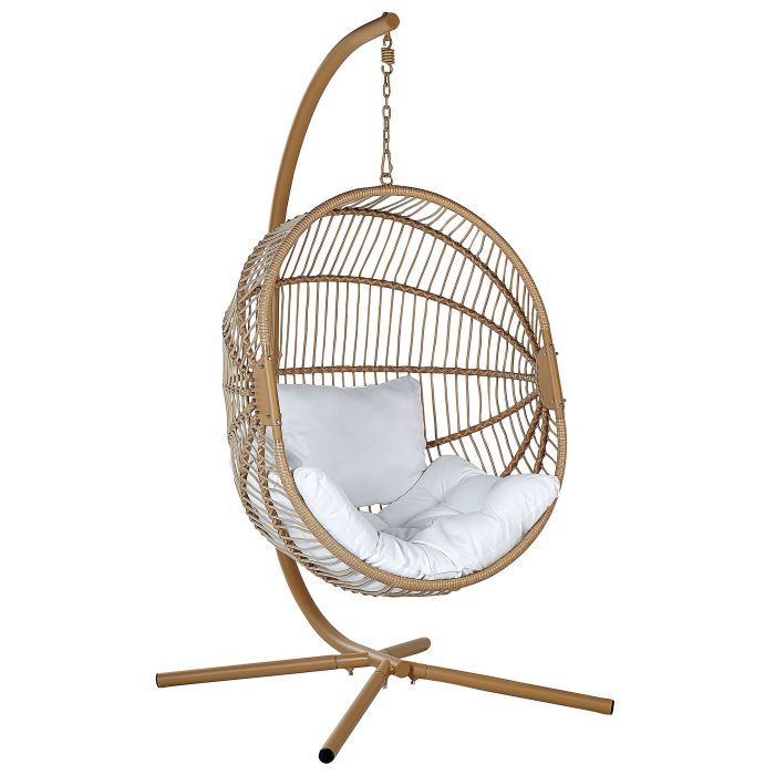 PE Rattan Hanging Chair with Stand Beige ACRI