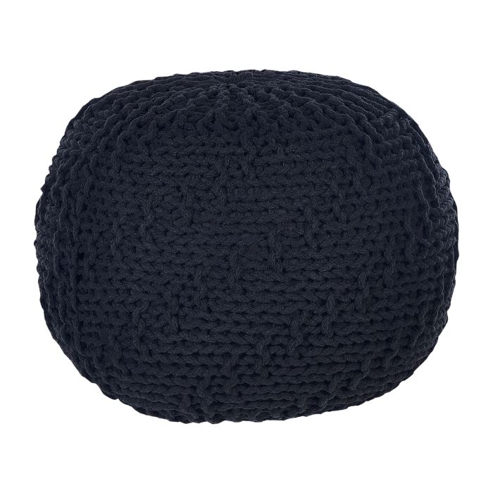Cotton Knitted Pouffe 50 x 35 cm Black PRIENE