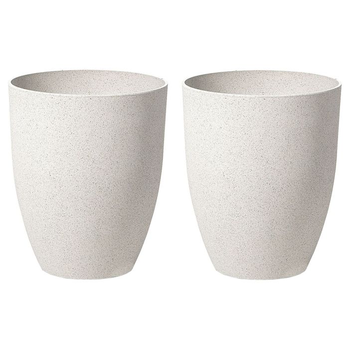Set of 2 Plant Pots 35 x 35 x 42 cm Off-White CROTON