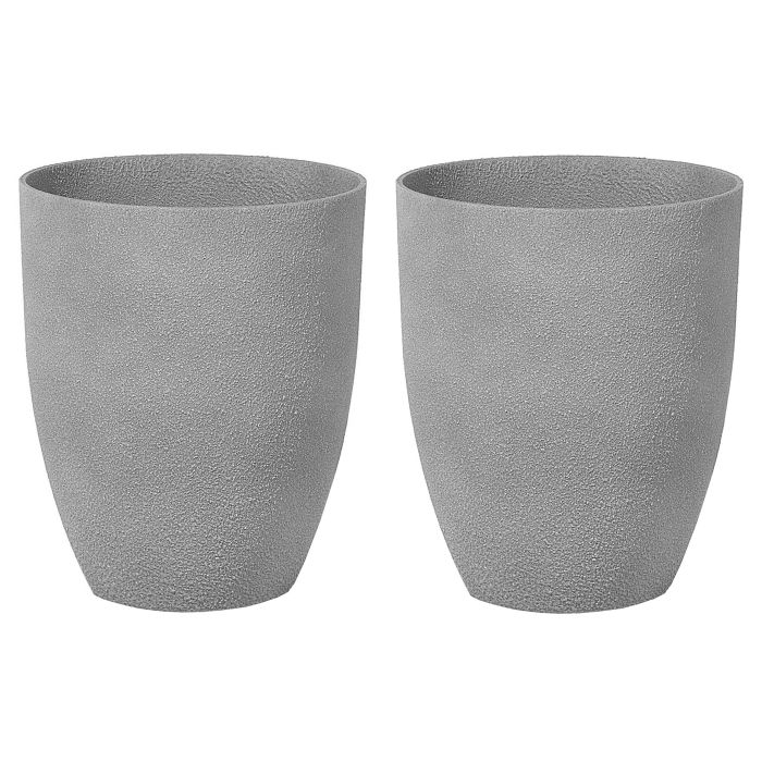 Set of 2 Plant Pots 35x35x42 cm Grey CROTON