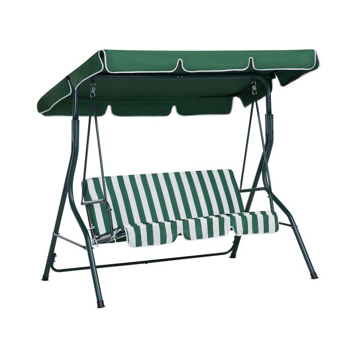 3 Seater Garden Swing Green and White CHAPLIN