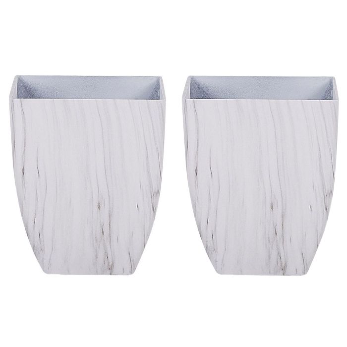 Set of 2 Plant Pots 28 x 28 x 34 cm Marble Effect MIRO