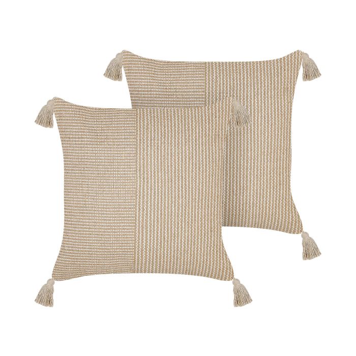 Set of 2 Cotton Cushions 45x45cm Beige