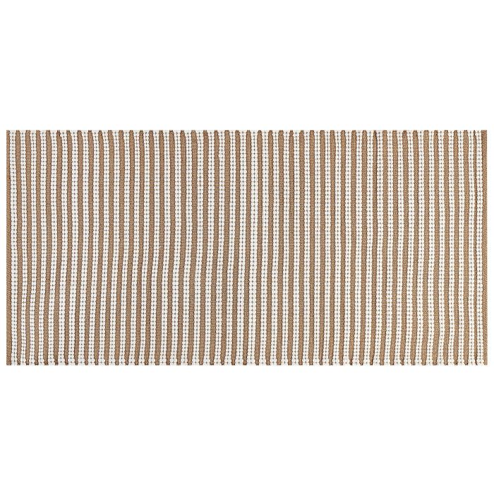 Cotton Area Rug 80x150cm White and Brown