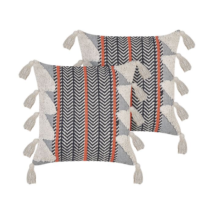 Set of 2 Cotton Cushions Chevron Pattern 45x45cm Multicolour