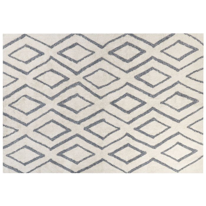 Shaggy Cotton Area Rug 160x230cm Off - White and Blue