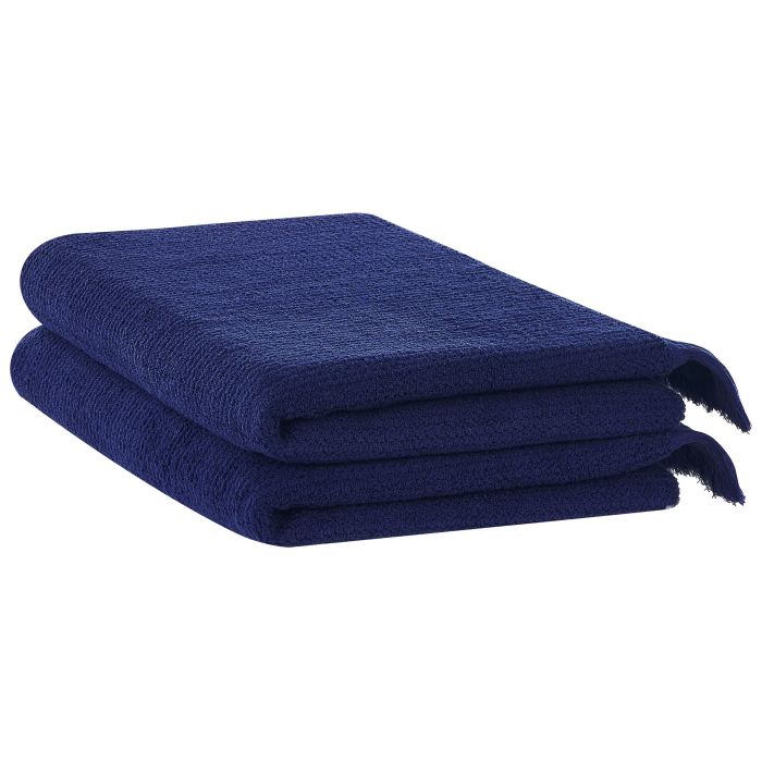 Set of 2 Cotton Terry Towels Blue ATIU