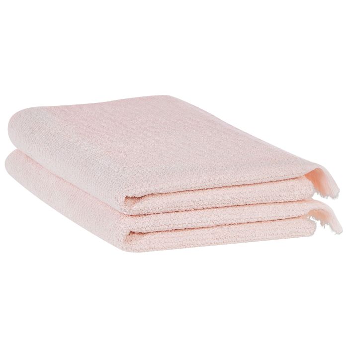 Set of 2 Cotton Terry Towels Pink ATIU