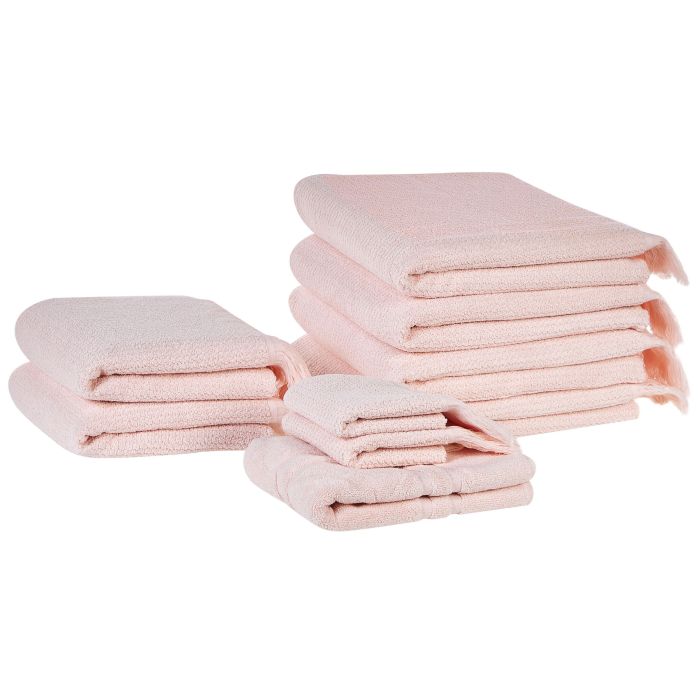 Set of 9 Cotton Terry Towels Pink ATIU