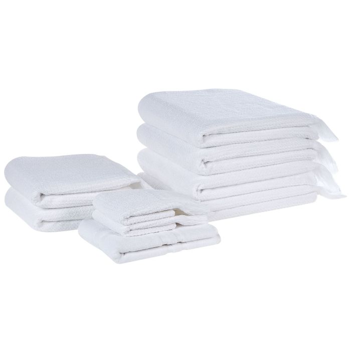 Set of 9 Cotton Terry Towels White ATIU