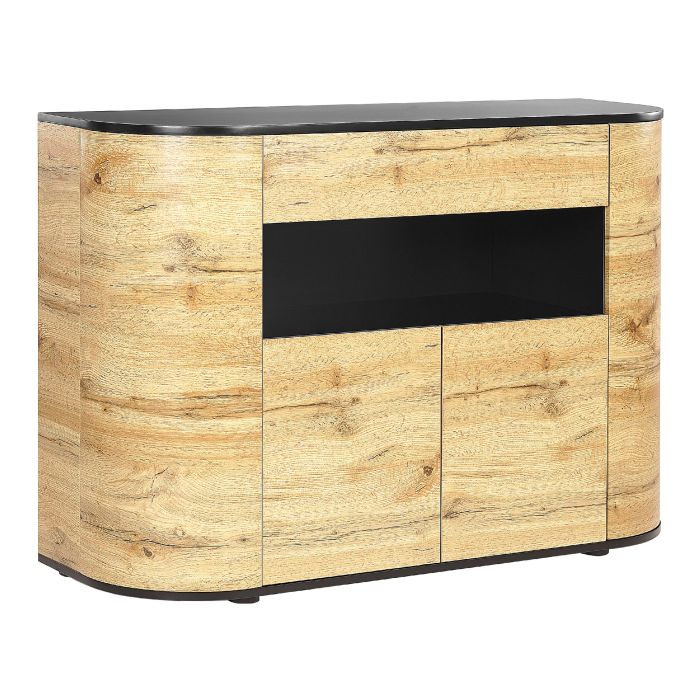4 Door Sideboard Light Wood and Black JEROME