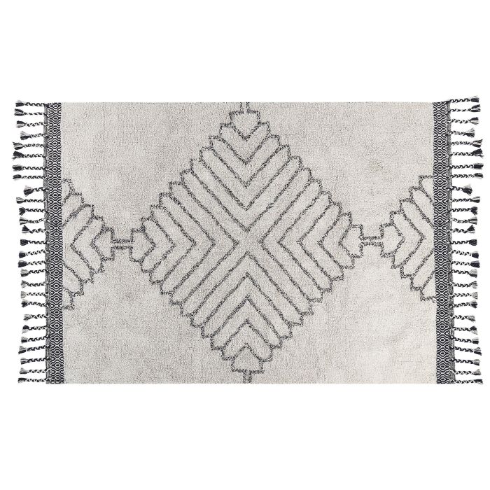 Cotton Area Rug 140x200cm White and Black