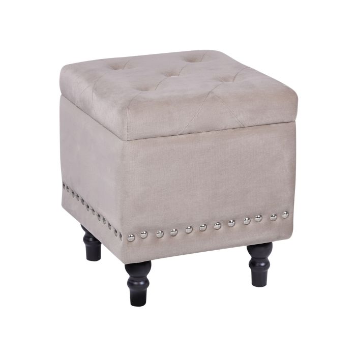 Velvet Footstool with Storage Beige LORETTO