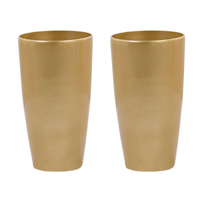 Set of 2 Plant Pots ⌀ 32 cm Gold TSERIA