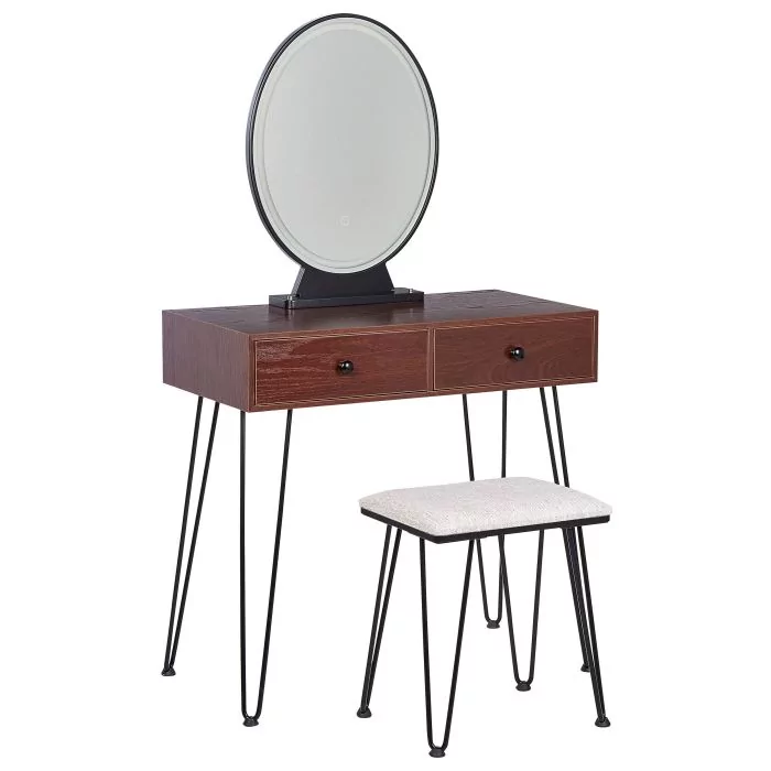 Dressing Table - LOIX 2 Drawer Dresser Black 80cm