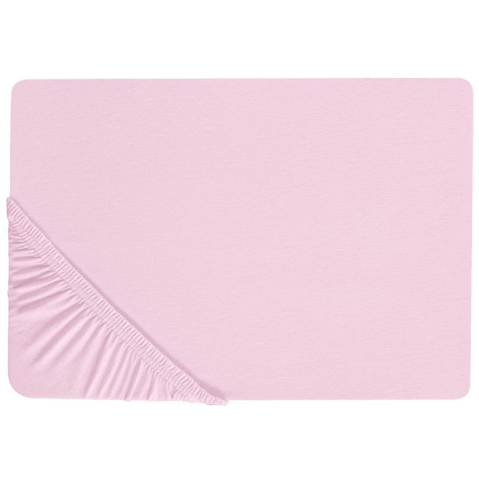 Cotton Fitted Sheet 160 x 200 cm Pink JANBU