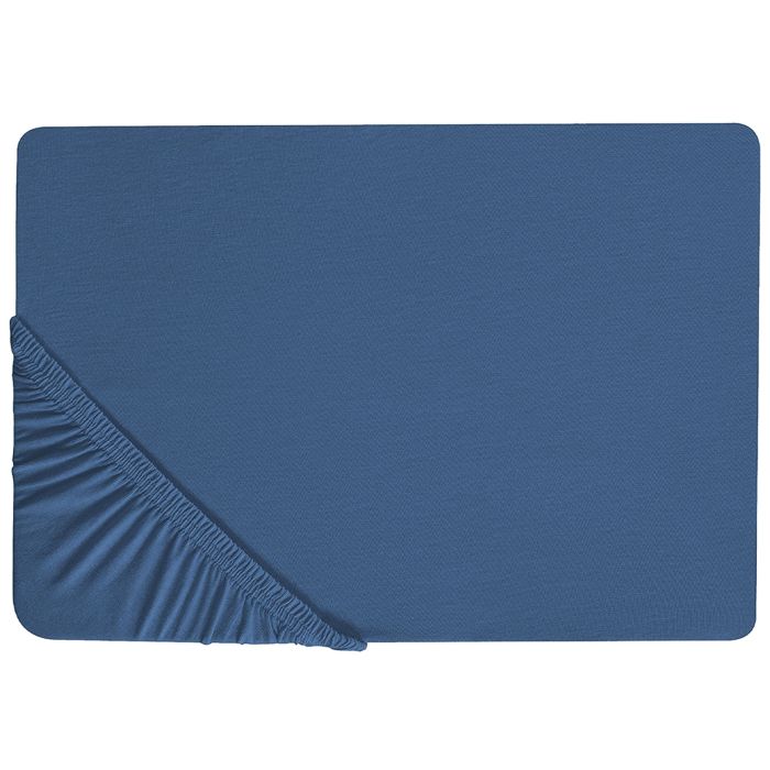 Cotton Fitted Sheet 140 x 200 cm Navy Blue JANBU