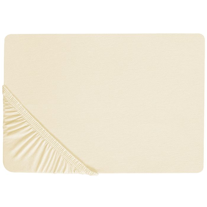 Cotton Fitted Sheet 180 x 200 cm Beige JANBU