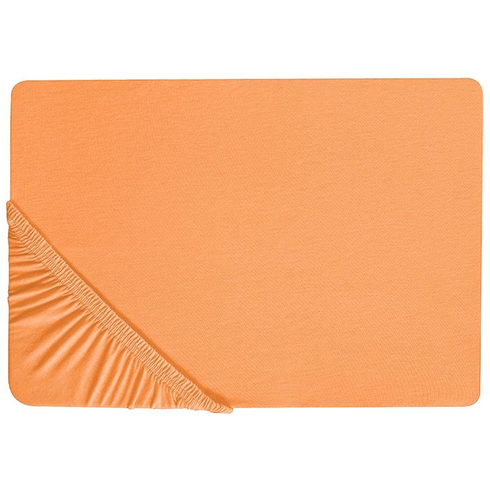 Cotton Fitted Sheet 180 x 200 cm Orange JANBU