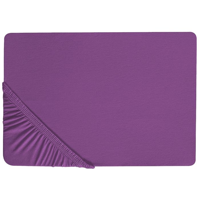 Cotton Fitted Sheet 160 x 200 cm Purple JANBU