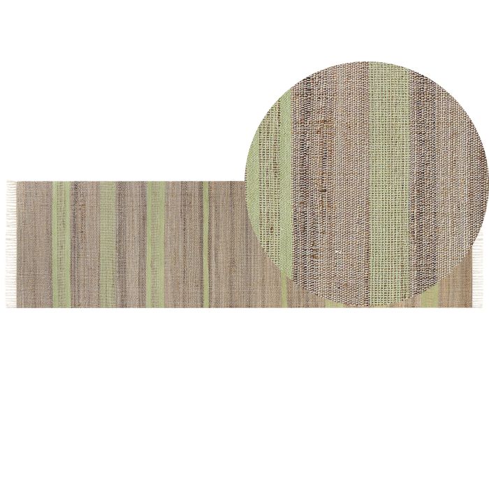 Jute Runner Rug 80x300cm Beige and Light Green