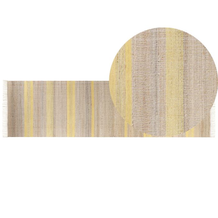 Jute Runner Rug 80x300cm Beige and Yellow
