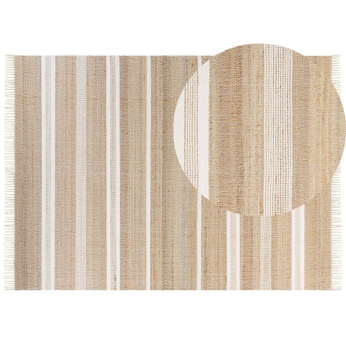 Jute Area Rug 160x230cm Beige and White