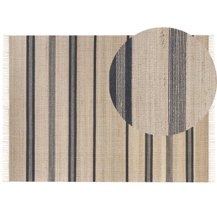 Jute Area Rug 160x230cm Beige and Grey