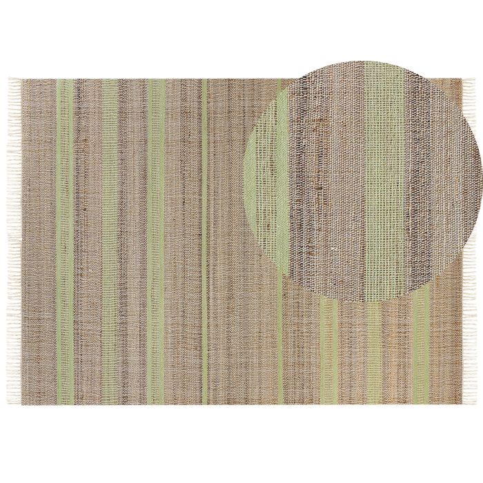 Jute Area Rug 160x230cm Beige and Light Green