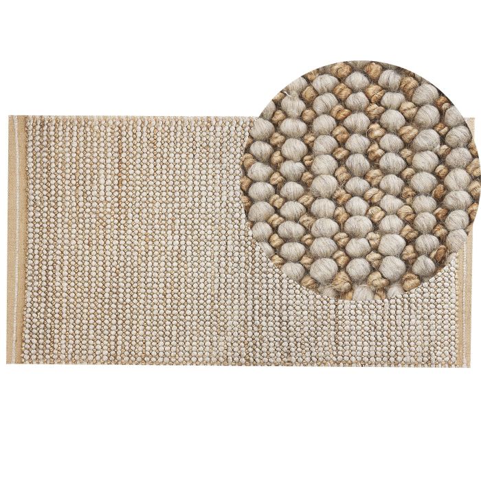 Wool Area Rug 80x150cm Beige