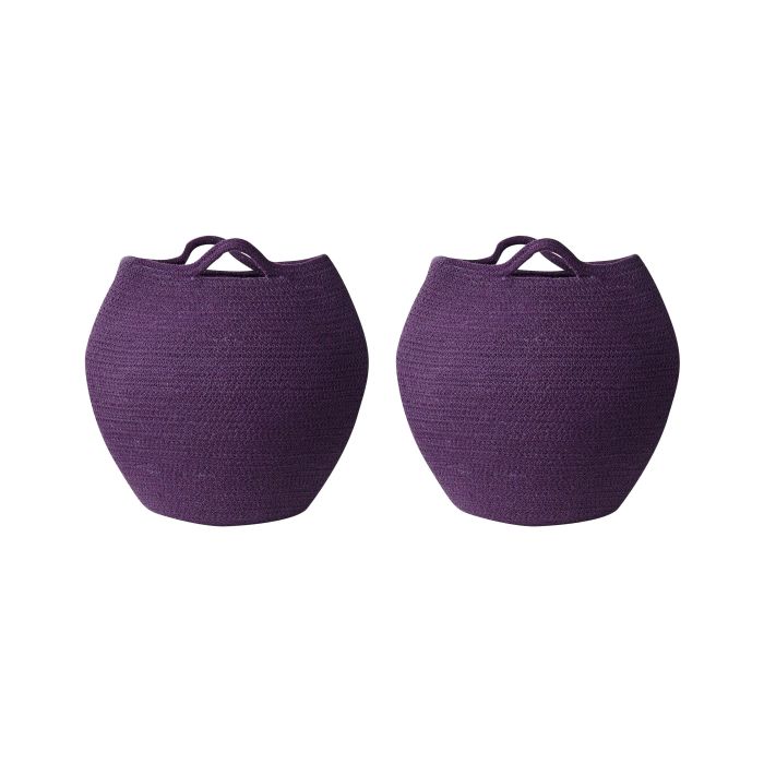 Set of 2 Cotton Baskets Violet