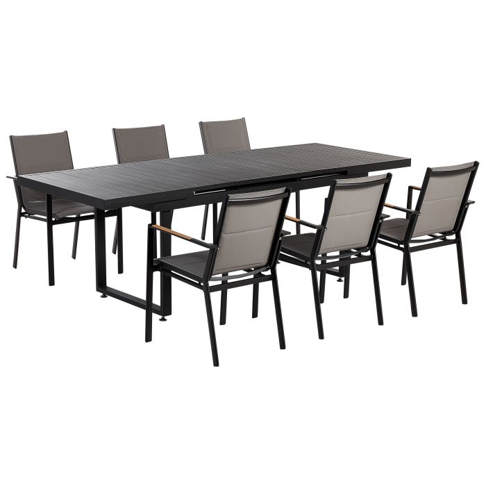 6 Seater Aluminium Garden Dining Set Black VALCANETTO/BUSSETO